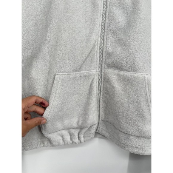 Fabletics Women Full Zip Up Fleece Jacket Mock Neck Long Sleeves Off White SZ M - Picture 2 of 7